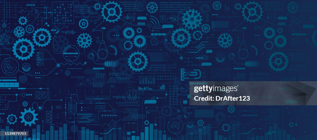 Technology Gears And Big Data Background