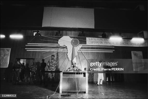 Hissein Habre helds a press conference In N'Djamena, Chad On August 17, 1983.