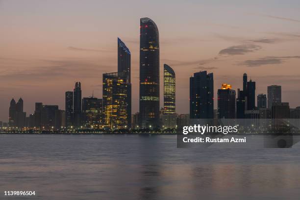 Abu Dhabi,UAE The Abu Dhabi city at sunrise on April 27, 2018 in Abu Dhabii, United Arab Emirates.