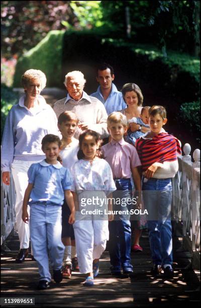 Close-up Giovanni Agnelli and family In Turin, Italy On July 16, 1986-Eduardo Agnelli on Mr. Agnelli's left.
