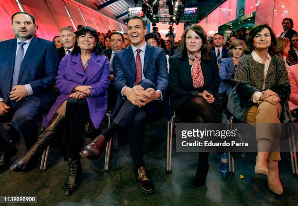 Jose Luis Abalos Adriana Lastra , Carmen Calvo , Secretary-General of the PSOE Pedro Sanchez and Cristina Narbona present the PSOE electoral campaign...