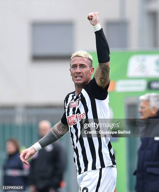 Matteo Ardemagni of Ascoli Calcio 1898 FC celebrates after scoring the goal 0-2 during the Serie B match between Cittadella and Ascoli Calcio 1898 FC...