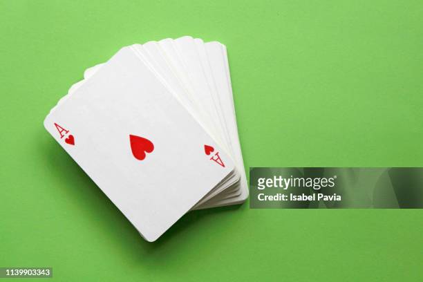 four of kind aces poker hand. - card game foto e immagini stock
