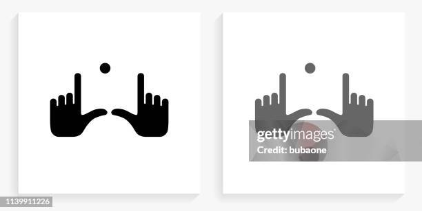 field goal hands black and white square icon - looking through fingers stock illustrations
