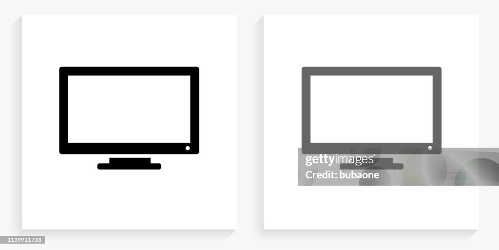 Monitor Black and White Square Icon