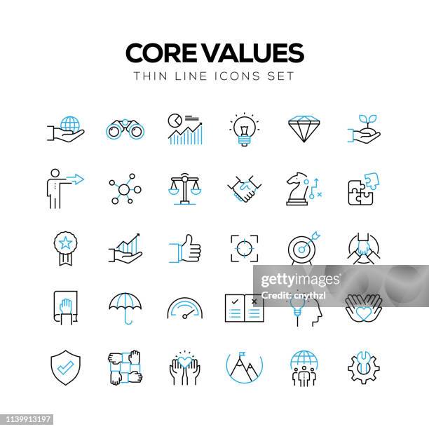 core values line icons - mission statement stock illustrations