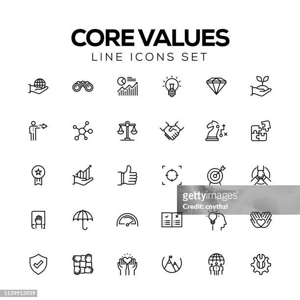core values line icons - trust stock illustrations