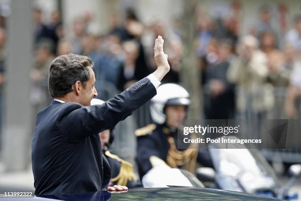 Nicolas Sarkozy sworn in as France president in Paris, France On May 16, 2007-French President Nicolas Sarkozy waves from his car as he drives up the...