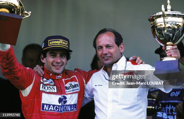 Formula 1 of Monaco Grand prix: victory of Senna in Monaco, Monaco on May 23, 1993-Ayrton Senna and Ron Dennis.