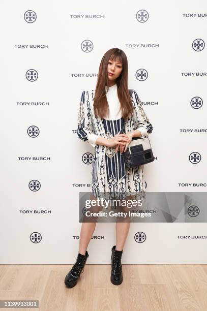 Mariya Nishiuchi attends the Tory Burch Ginza Boutique Opening on April 02, 2019 in Tokyo, Japan.