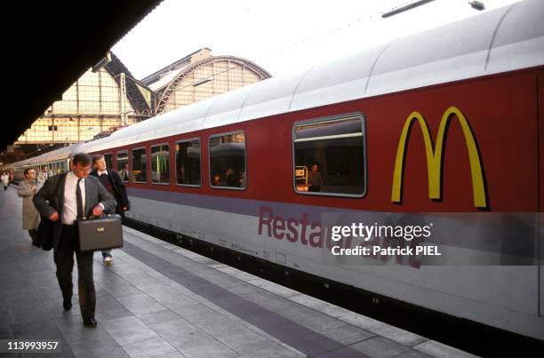 The 'Mac train', Mac Donald's restaurant in a German train in Germany In November, 1993.