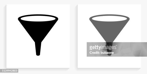 funnel black and white square icon - funnel stock illustrations