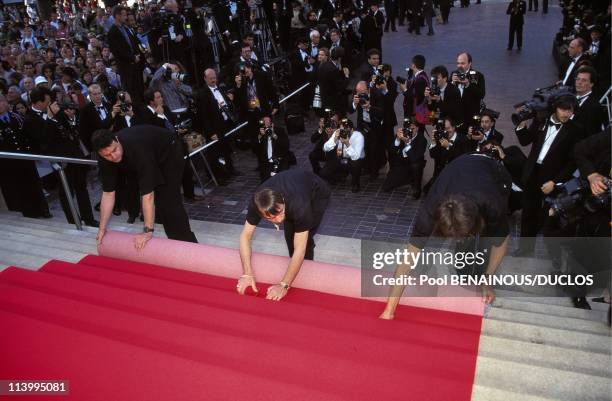 Cannes 95: Ambiances In Cannes, France On May, 1995-Stairs and red carpet.