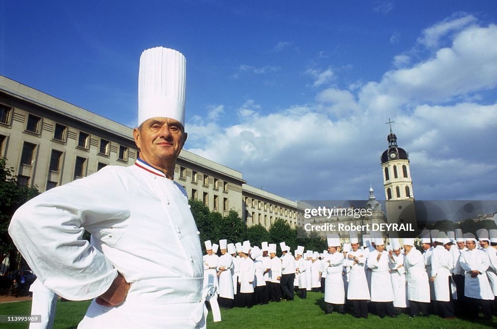 Paul Bocuse and 600 chefs from all parts of the world In Lyon, France On May 28, 1996-