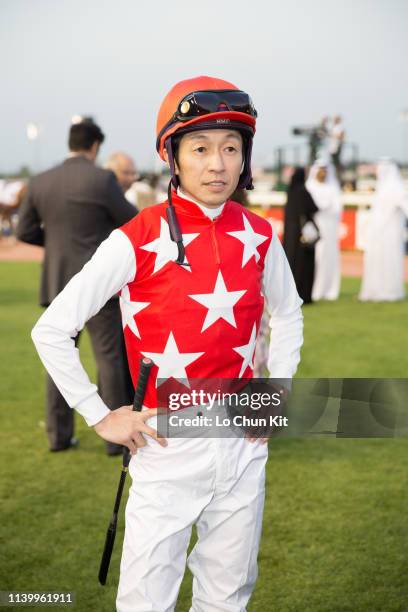 Japanese jockey Yutaka Take at the paddock during the Dubai World Cup Day at Meydan Racecourse on March 30, 2019 in Dubai, United Arab Emirates.