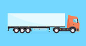 Colorful vector truck illustration. Heavy truck with semitrailer isolated icon