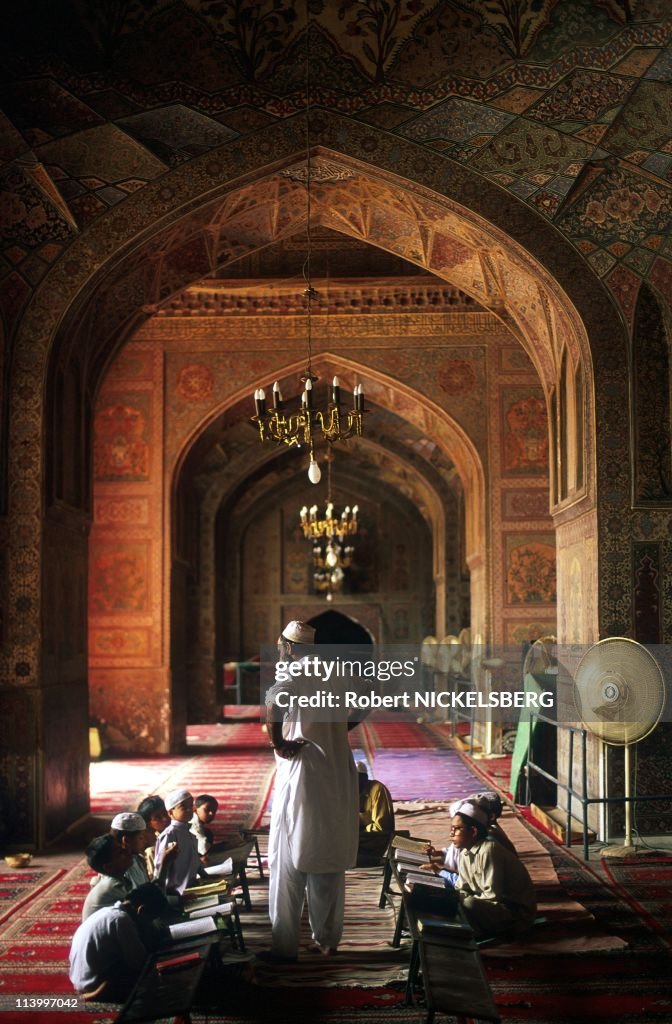 Muslim Koranic School in Masjid Wazir Khan (17th cent- Mosque) In Lahore, Pakistan In July, 1997-