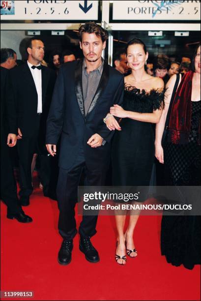 Cannes 98: The Strairs of "Fear And Loathing In Las Vegas" In Cannes, France On May 15, 1998-Johnny Depp and Kate Moss.