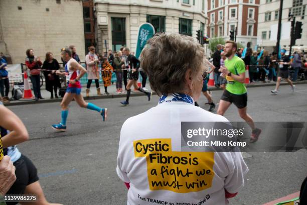 Charity Cystic Fibrosis taking part in the London Marathon on 28th April 2019 in London, England, United Kingdom. The London Marathon, presently...