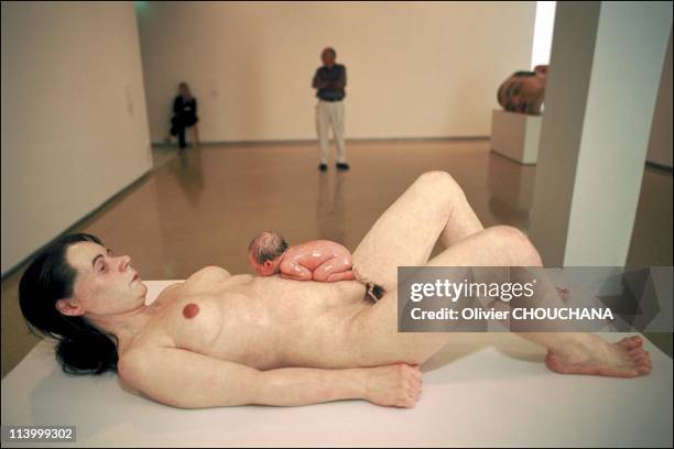 Ron Mueck exhibition in Sydney, Australia in January, 2003-Mother and child 2001. From National Gallery residency Brandhorst collection.