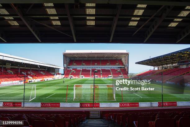 General view of Pittodrie Stadium, home of Aberdeen FC, at Pittodrie Stadium on August 20, 2016 in Aberdeen, Scotland.