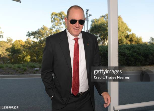 Senator Fraser Anning arrives at Parliament House on April 03, 2019 in Canberra, Australia. Senator Anning is facing a censure motion over his...