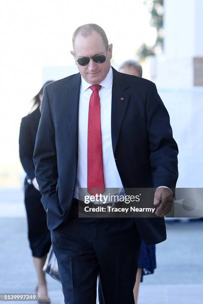 Senator Fraser Anning arrives at Parliament House on April 03, 2019 in Canberra, Australia. Senator Anning is facing a censure motion over his...