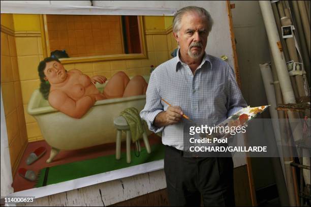 Fernando Botero showcases recent work in his Paris studio In Paris, France On November 07, 2003 .