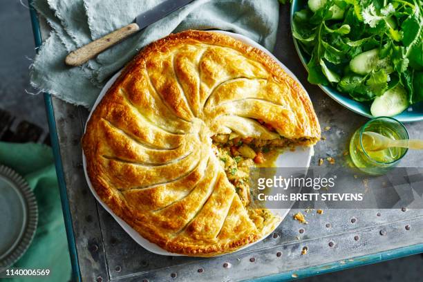 rustic freeform moroccan chicken pie - savoury food stock pictures, royalty-free photos & images