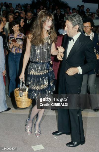 Serge Gainsbourg and Jane Birkin at Cannes film festivals, France On May 15, 1974.