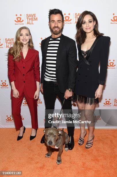 Amanda Seyfried, Justin Theroux, and Emmy Rossum attend Best Friends Animal Society’s Benefit to Save Them All at Gustavino's on April 02, 2019 in...