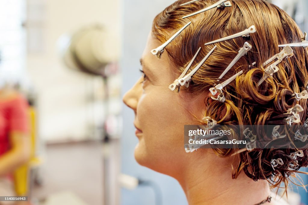 Hair Clips Holding Locks Of Hair To Create A Vintage Curly Look High-Res  Stock Photo - Getty Images