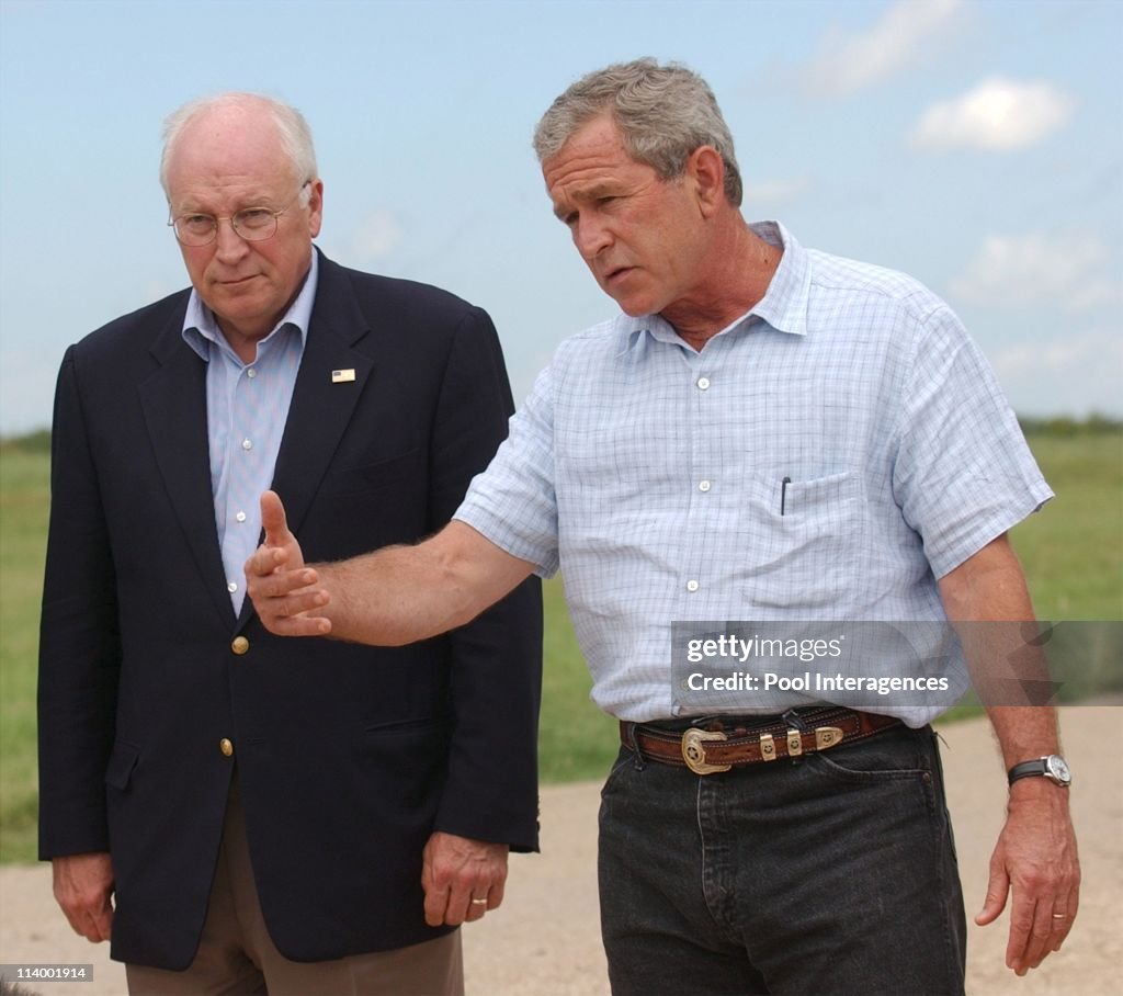 Bush holds Press Conference at Crawford Ranch In Crawford, United States On August 23, 2004 -