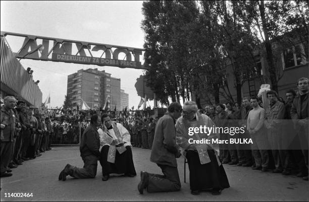 Strike at the shipyard of Gdansk In Gdansk, Poland On August 18, 1980.