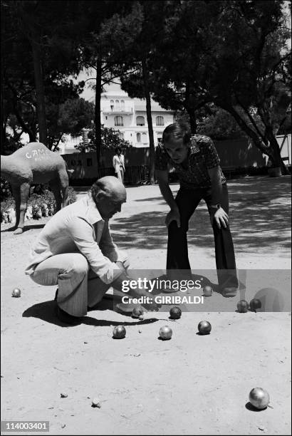 Charles Aznavour and Eddie Barclay In Antibes, France On July 06, 1974-Charles Aznavour and Eddie Barclay.