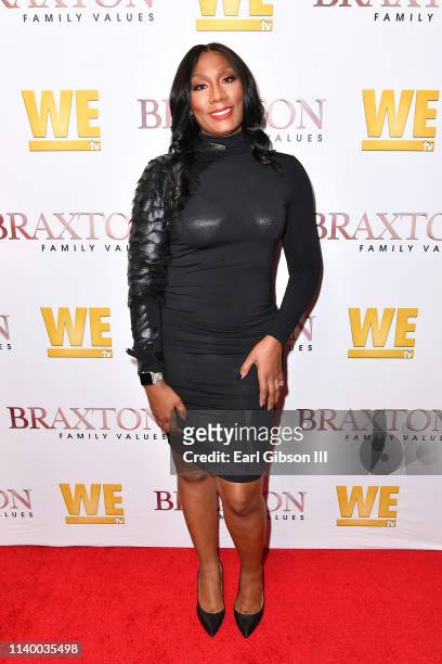 Towanda Braxton is seen as We TV celebrates the premiere of "Braxton Family Values" at Doheny Room on April 02, 2019 in West Hollywood, California.
