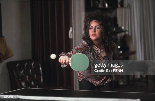 File pictures of Liz Taylor In United States-Liz Taylor playing ping-pong, 1960's.