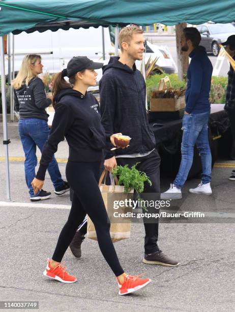 Aarika Wolf and Calvin Harris are seen on April 28, 2019 in Los Angeles, California.