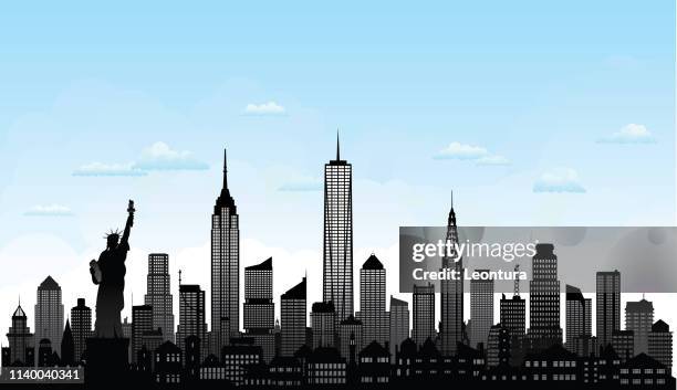 new york (alle gebäude sind beweglich und komplett) - one world trade center stock-grafiken, -clipart, -cartoons und -symbole