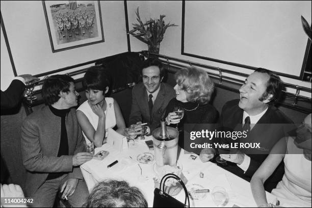 Premiere of "Clerambard" by Yves Robert in Paris, France on October 03, 1969- Dany Carrel and husband, Francois Truffaut, Catherine Deneuve, Phlippe...