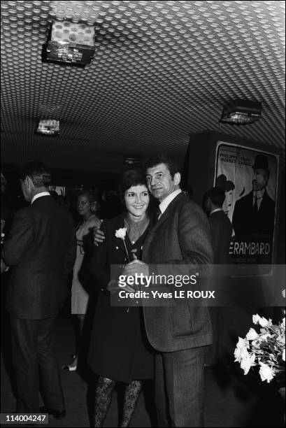 Premiere of "Clerambard" by Yves Robert in Paris, France on October 03, 1969-Martine Sarcey and Yves Robert.