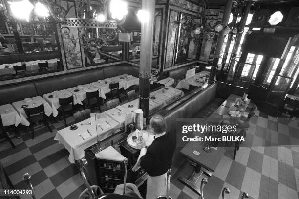 Brasserie Lipp In Paris, France In April, 1980-The Brasserie LIPP is also classed as an historical monument for its' turn of the century decor. The...