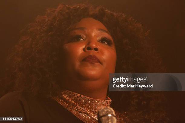 Singer Lizzo performs onstage in front of a sold out crowd during the 'Cuz I Love You Too Tour' at Showbox SoDo on April 28, 2019 in Seattle,...