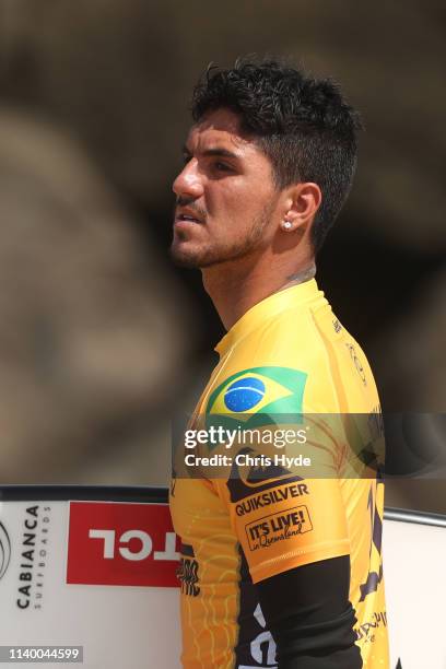 Gabriel Medina of Brazil looks on during the Quiksilver Pro and Boost Mobile Pro Gold Coast at Duranbah Beach on April 03, 2019 in Duranbah Beach,...