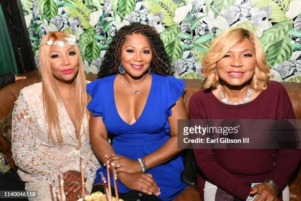 Traci Braxton, Trina Braxton, and Evelyn Braxton are seen as We TV celebrates the premiere of "Braxton Family Values" at Doheny Room on April 02,...