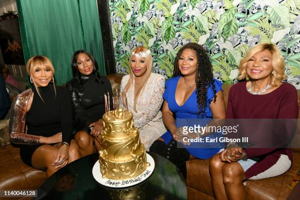 Tamar Braxton, Towanda Braxton, Traci Braxton, Trina Braxton, and Evelyn Braxton are seen as We TV celebrates the premiere of "Braxton Family Values"...
