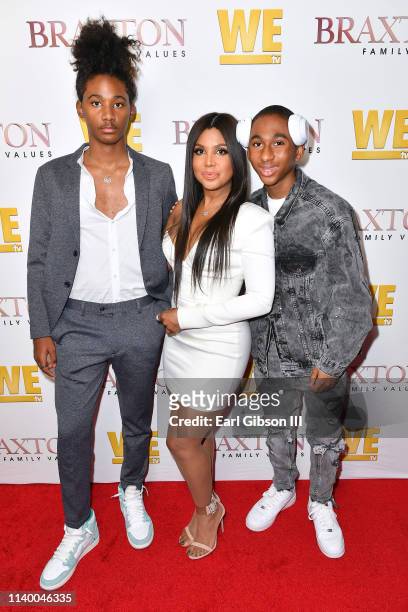 Diezel Ky Braxton-Lewis, Toni Braxton, and Denim Cole Braxton-Lewis are seen as We TV celebrates the premiere of "Braxton Family Values" at Doheny...