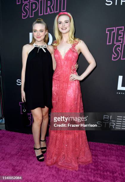 Dakota Fanning and Elle Fanning attends a Special Screening of Bleecker Street Media's "Teen Spirit"at ArcLight Hollywood on April 02, 2019 in...