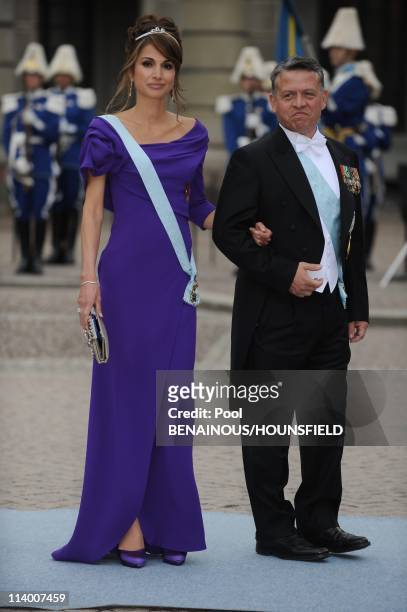 Wedding of H.R.H. Crown Princess Victoria of Sweden and Daniel Westling In Stockholm, Sweden On June 19, 2010-King Abdullah and Queen Rania of...