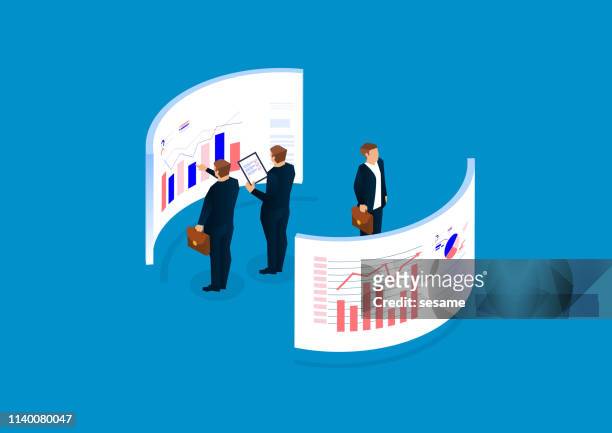 data statistics and analysis, financial management, data visualization - virtual reality stock illustrations